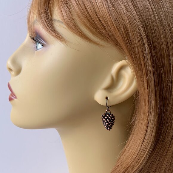 Pine Cone Earrings Hypoallergenic Niobium Wires for Women Jewelry Gifts Handmade - Picture 3 of 4